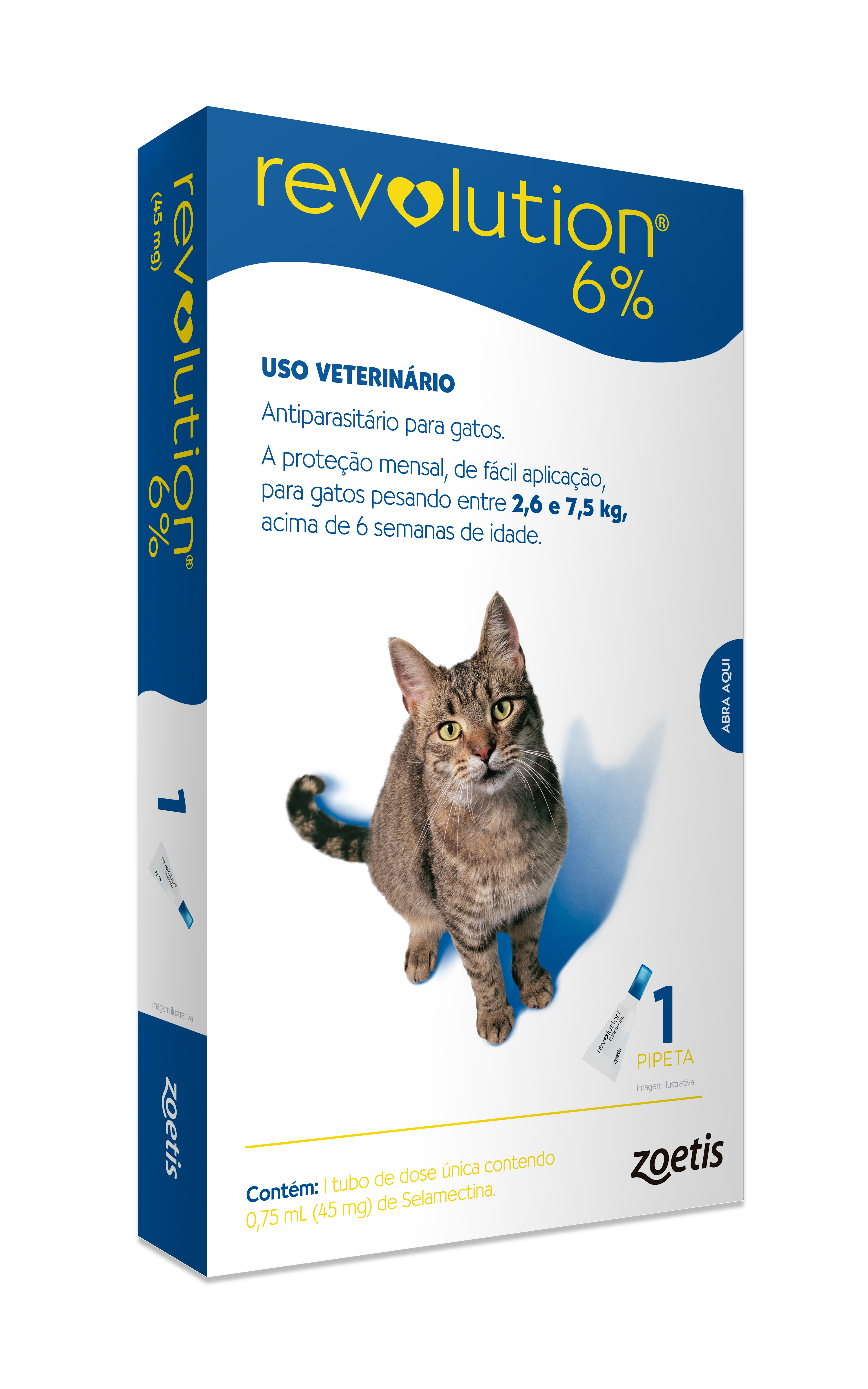 ANTIPULGAS REVOLUTION 6% AZUL (PARA GATOS DE 2,6 A 7,5 KG) - 1 PIPETA