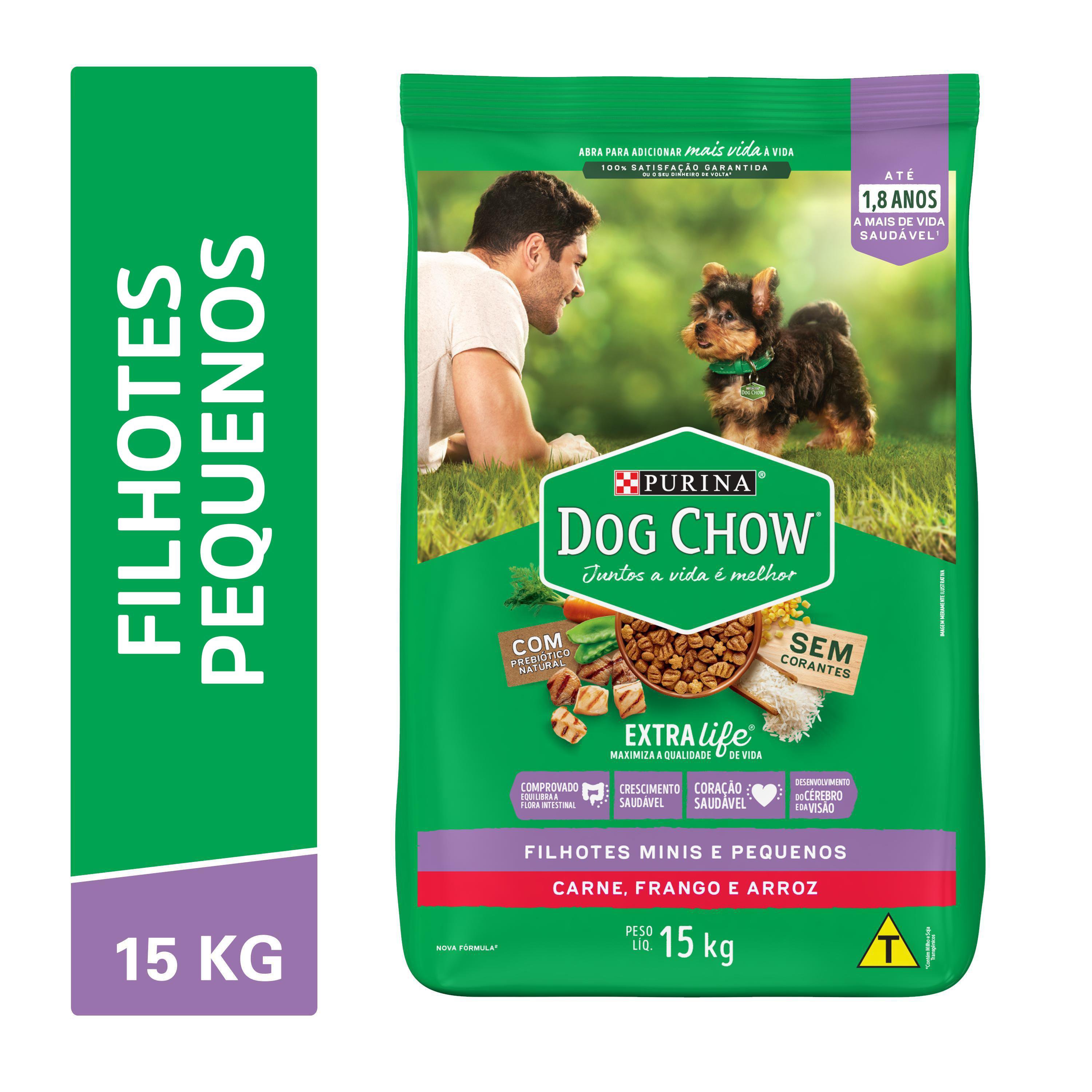 DOG CHOW EXTRA LIFE FILHOTES DE RAÇA MINI E PEQUENA (CARNE/FRANGO) - 15KG