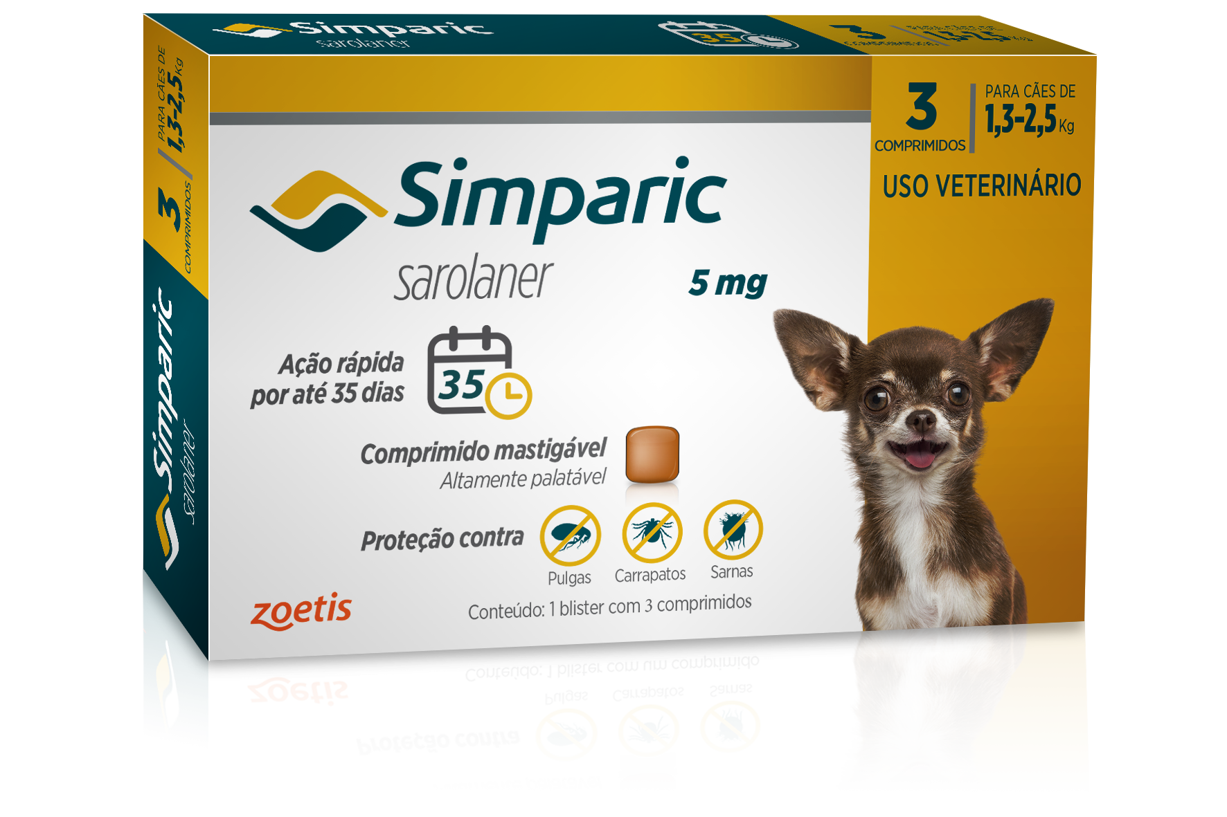 SIMPARIC 5MG (1,3 A 2,5KG) - 3 COMPRIMIDOS 