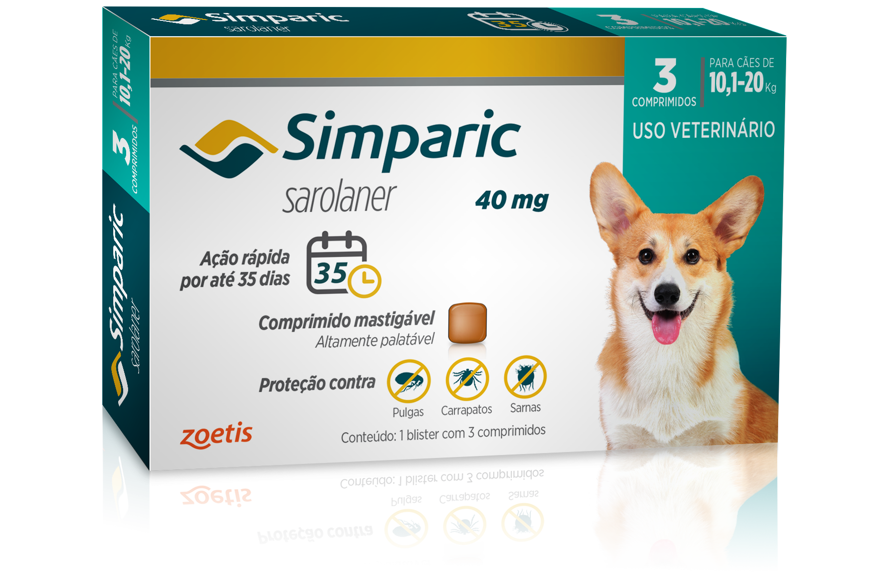 SIMPARIC 40MG (10,1 A 20KG) - 3 COMPRIMIDOS