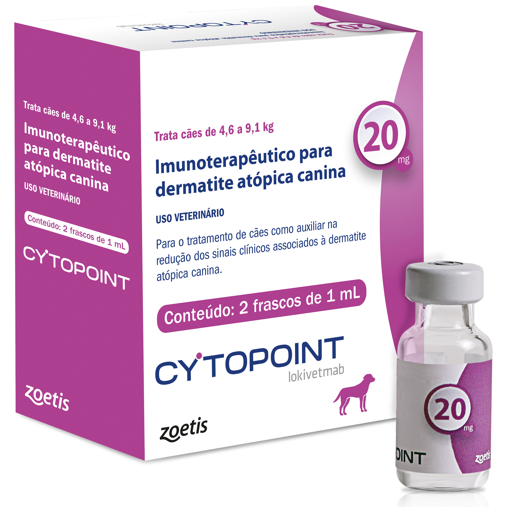 CYTOPOINT 20MG  (4,6 A 9,1KG) - 2 FRASCOS DE 1ML