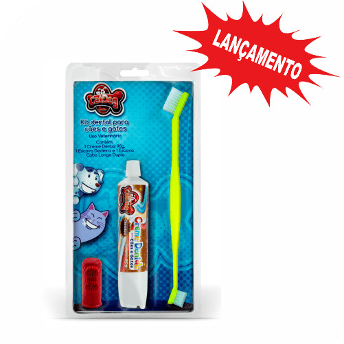 CAT DOG KIT DENTAL PET COM 3 PEÇAS (TUTTI-FRUTTI) 