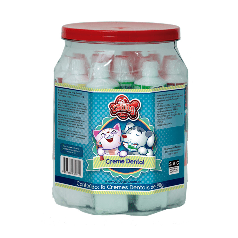 CAT DOG POTE DE CREMES DENTAIS PET - 15 UNIDADES
