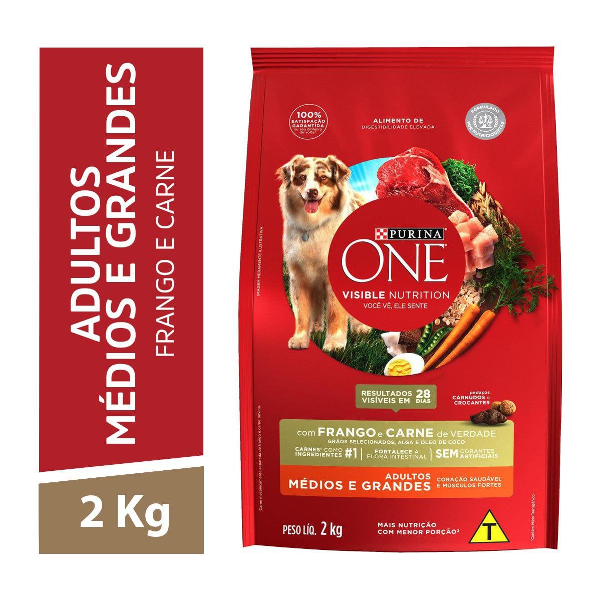 ONE CÃO ADULTO RAÇAS MÉDIAS E GRANDES (FRANGO E CARNE) - 2KG