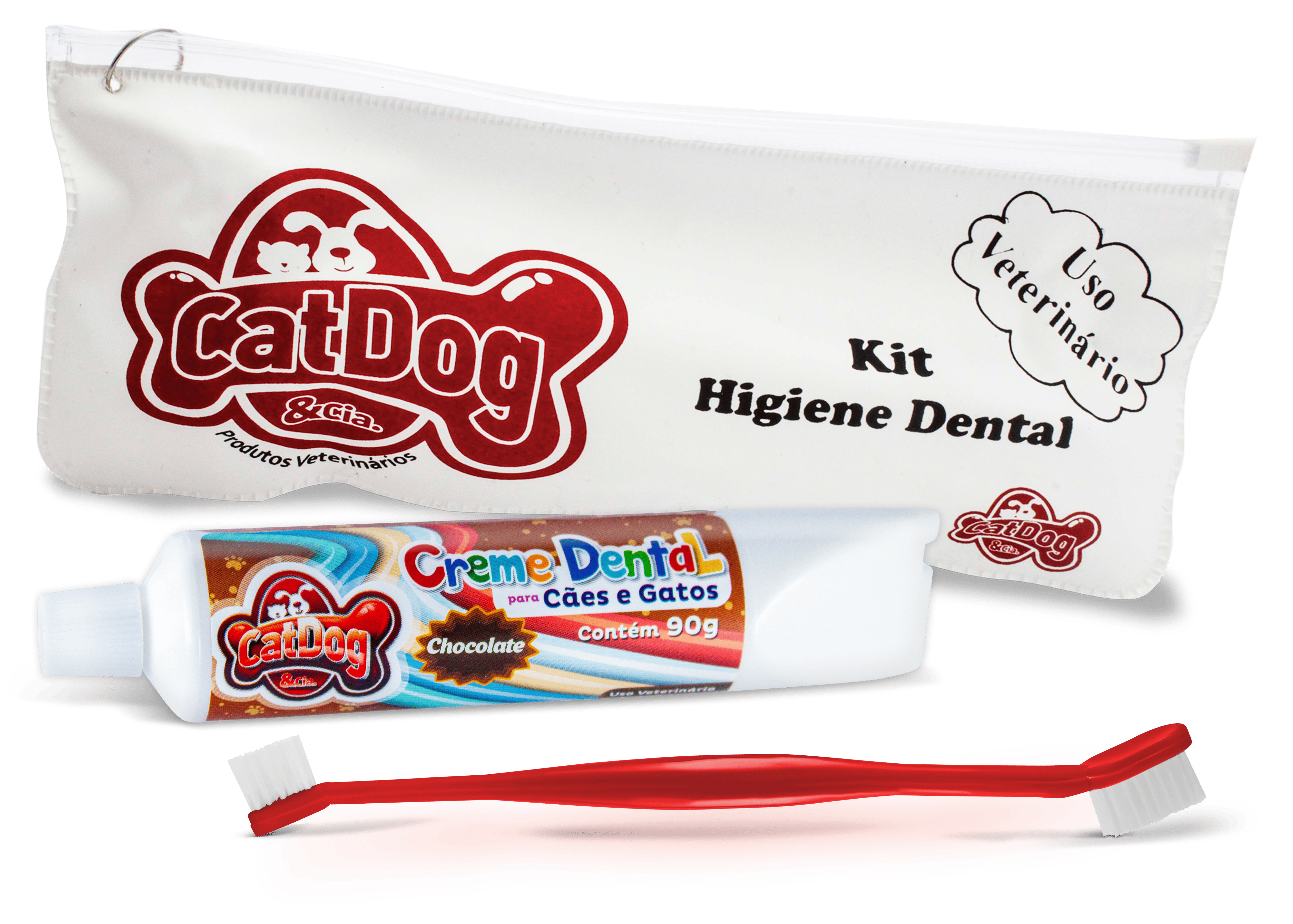CAT DOG CONJUNTO DE HIGINE BUCAL (CHOCOLATE + CABO LONGO)