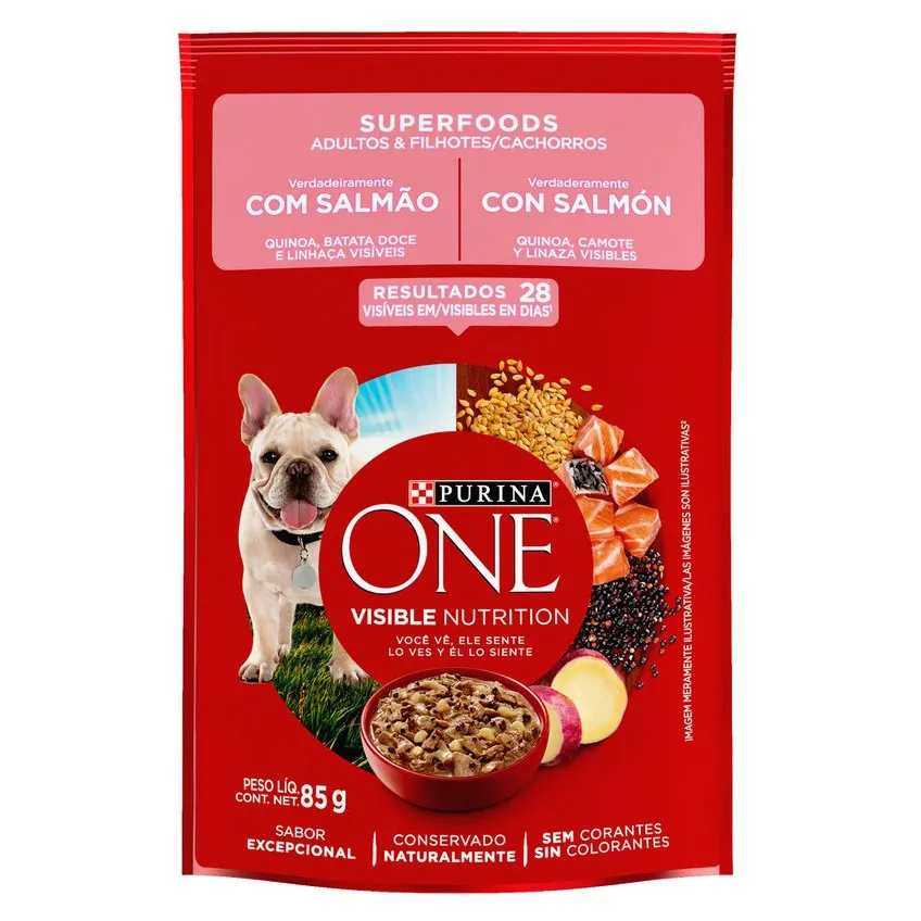 ONE SACHE CÃO SUPERFOODS ADULTO E FILHOTES - 85G