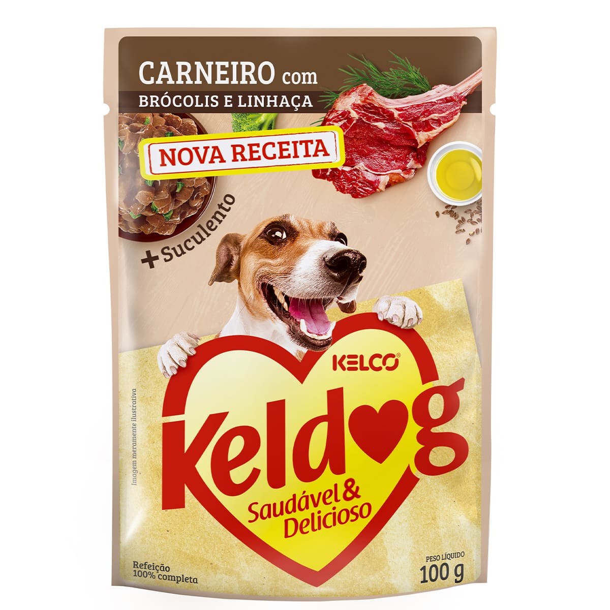 KELDOG ALIMENTO UMIDO CARNEIRO , BROCOLIS E LINHAÇA 100G